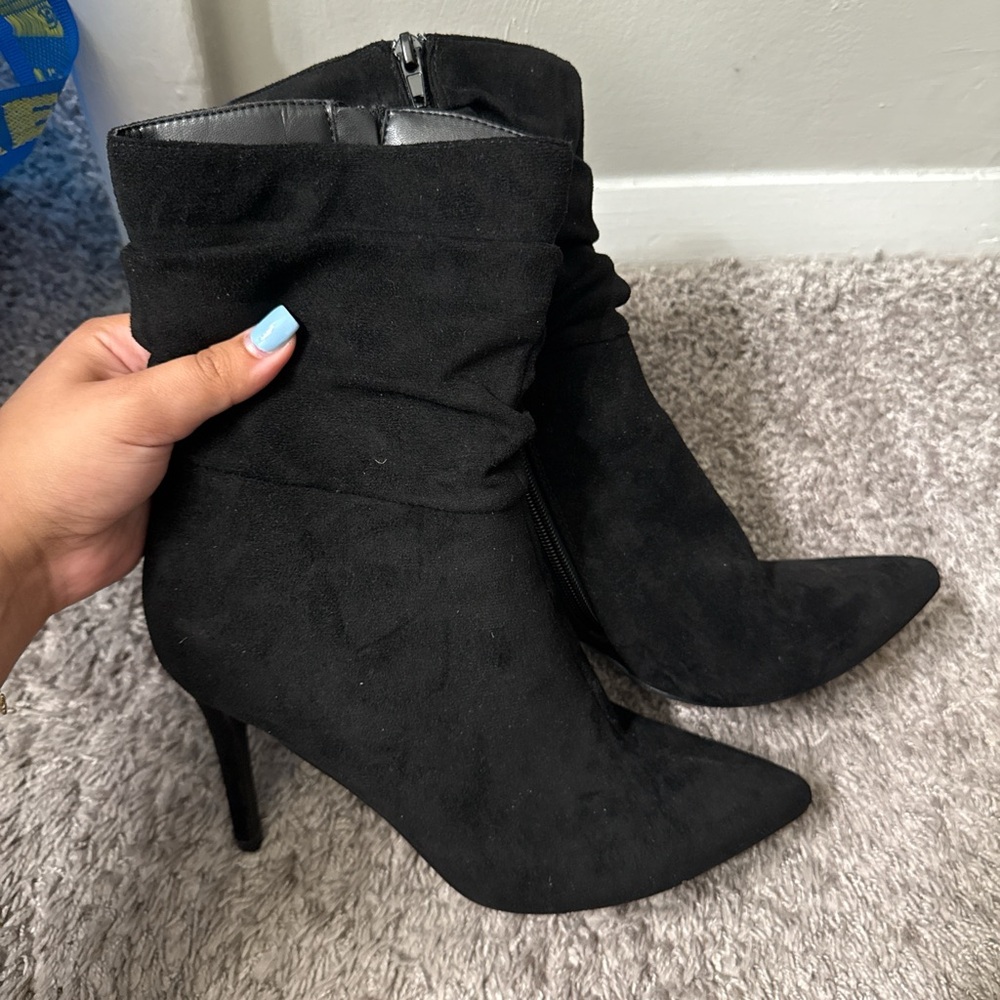 Elegant Black Suede Ankle Boots
